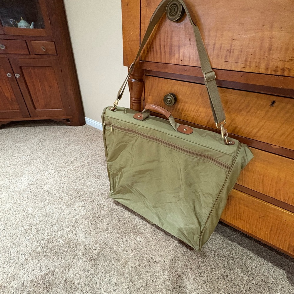 Brookfield by Hartmann Nylon Leather Trim Hanging Folding Garment Bag Travel - Picture 2 of 12
